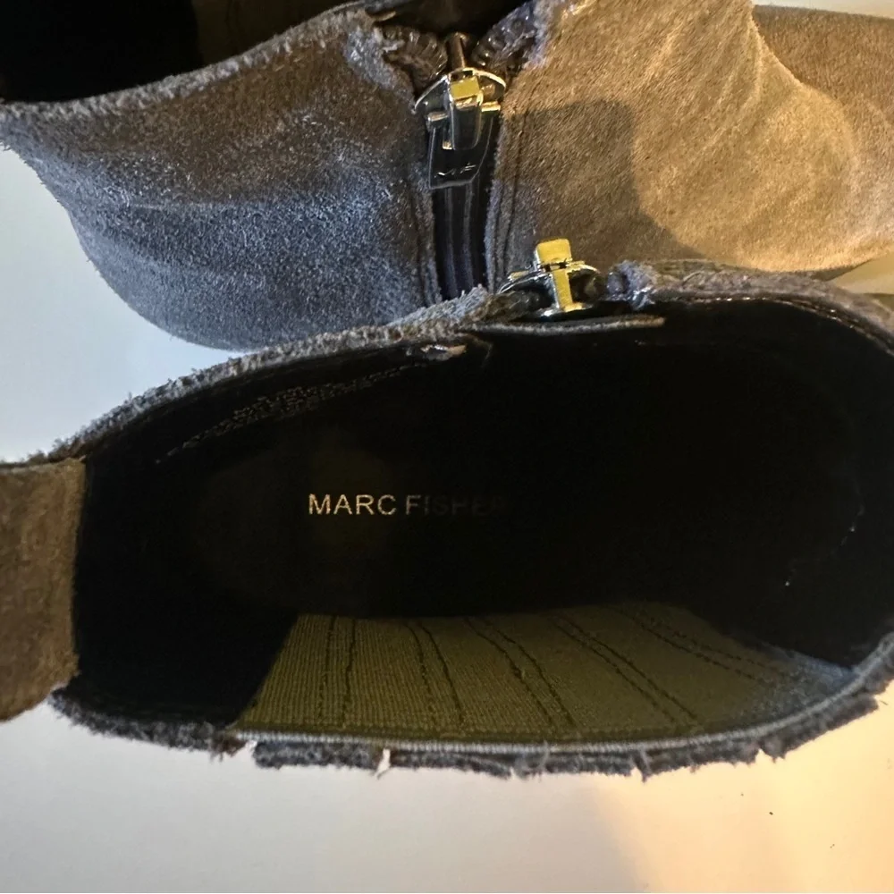 Marc Fisher Ulora Gray Suede Ankle Booties Pointed Toe Size 8.5